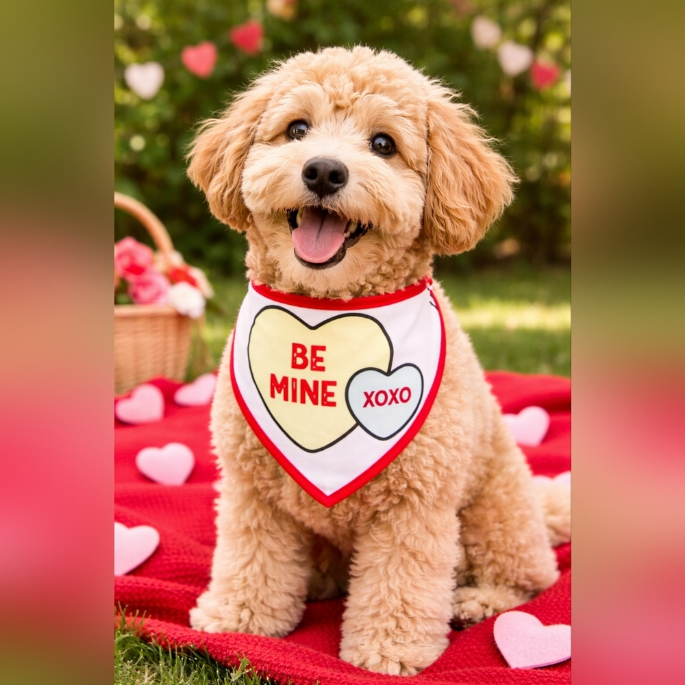 Sweethearts Reversible Dog Bandanas Set of 2 Valentine Pet Bandana Be Mine XOXO